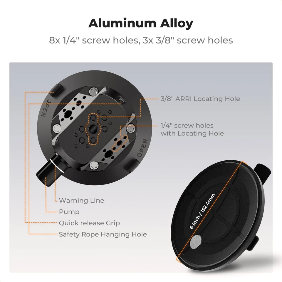 K&F Concept Saugnapf Kamerahalterung mit Magic Arm für Hero 13 12 DJI Insta360 - Bild 3 von 4