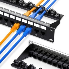 24 Port Cat6 Keystone Patch Panel 1U UTP Smart Cable Management 19" Rack