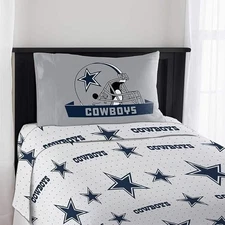 NFL Dallas Cowboys 4 Piece Full Sheet Set Monument Design Team Colors