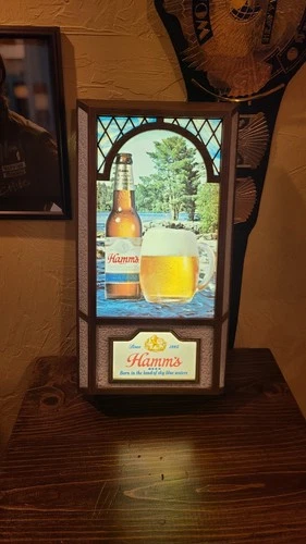 Vintage Hamm's  Beer Lighted Sign Bottle & Mug