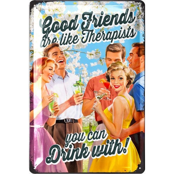 Lanolu Blechschild Group Therapy People Humor Retro - 20X30Cm-image