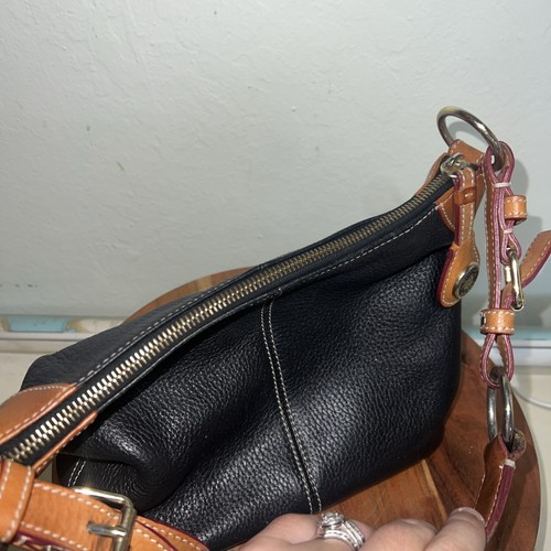 Dooney & Bourke Navy Pebble Leather Shoulder Bag Zip Top USA Made Vintage - Picture 10 of 11