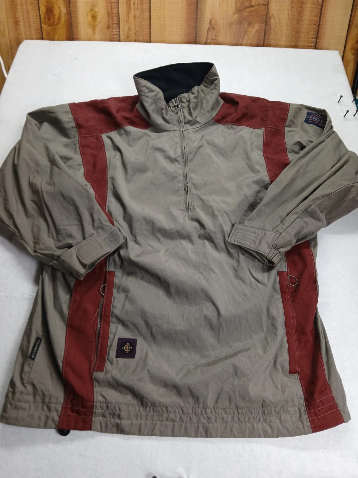 Vintage Columbia Jacket Adult Large L Brown Red 1/2 Zip Convert Pullover Outdoor