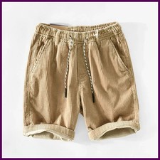 American Vintage Corduroy Shorts For Men Summer Loose Drawstring Versatile