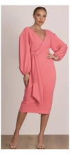 Pasduchas Pink Midi Dress With Tie BNWT RRP $340 Size 12