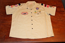 Boy Scouts of America BSA Men's Shirt Tan 2X-Large XXL Sewn Patches