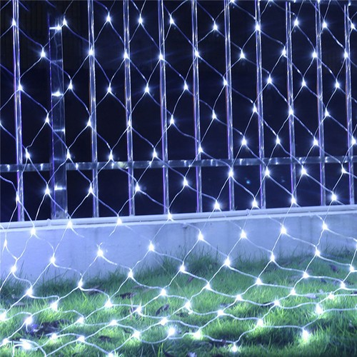Solar LED Lichternetz Lichtervorhang Außen Innen Lichterkette Garten Party Deko - Afbeelding 8 van 16