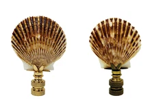 Lamp Finial-SCALLOP SHELL W/ Antique Brass or Polished Brass Base (1-PC.)-FS