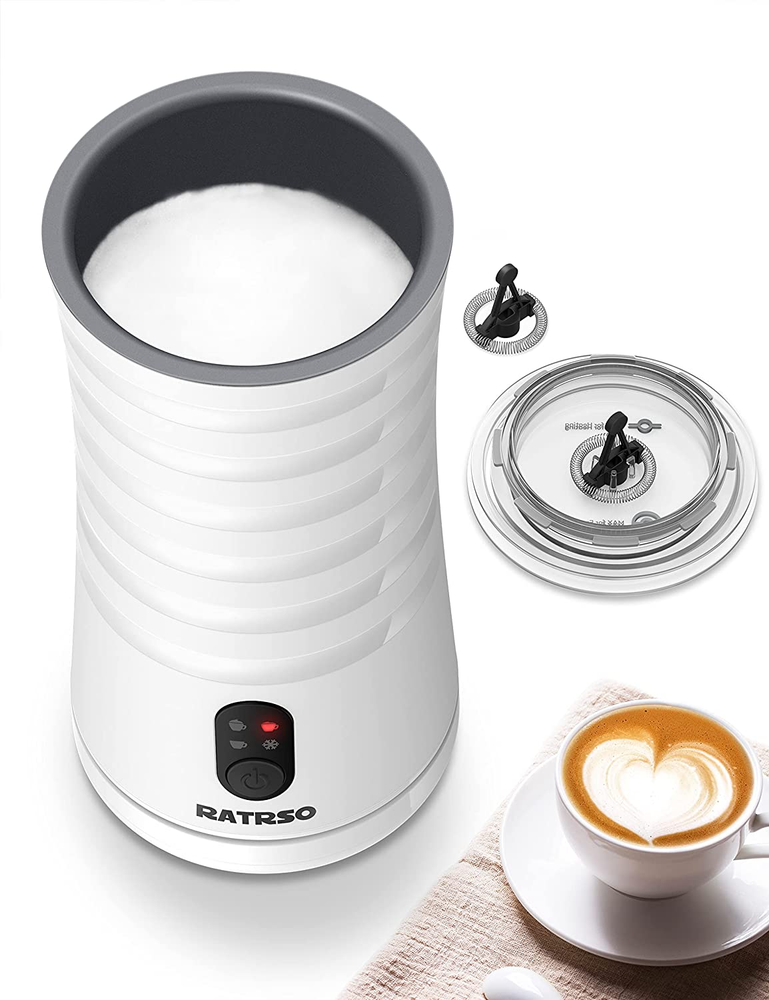Milk Frother,  Electric Milk Steamer Soft Foam Maker with Two Whisks for Frothin