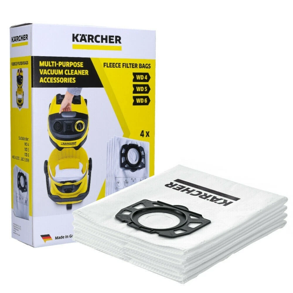 Karcher WD Wet-Dry Vacuum Replacement Fleece Filter Bags for WD4