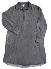 Como Vintage Women's Long Sleeves Mini Shirt Dress, Dark Gray, M