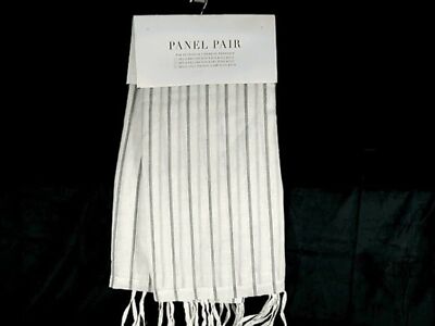 Set of 2 - Panel Pair Limen Stripe Curtains 38''x106'' Each-White