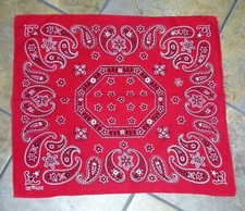 Vintage Bandana 1950s ELEPHANT TRUNK UP Red, Paisly, Cowboy Western Headscarf .