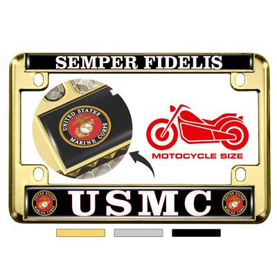 Officially Licensed Product - USMC - Motorcycle 4 Hole Metal License Plate Frame