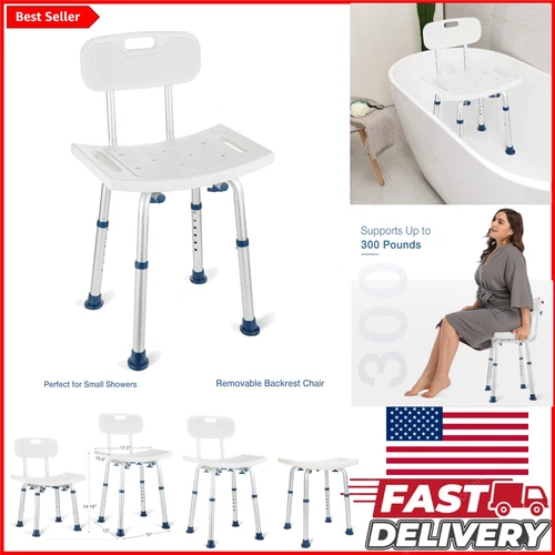 Greenchief Shower Chair With Removable Back 300lb Heavy Duty Shower Bench