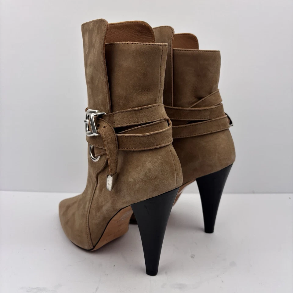 Botas IRO Grandos Beige Para Mujer Talla EU 38/ EE. UU. 7,5 Hebilla Occidental Usadas en Excelente Condición Foto 4 de 4