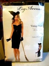 Leg Avenue 4PC Vintage Witch BLACK Halloween Costume
