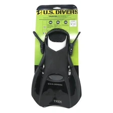 US Divers Travel Series Adult Trek Swim Fins Black Size Medium BRAND NEW