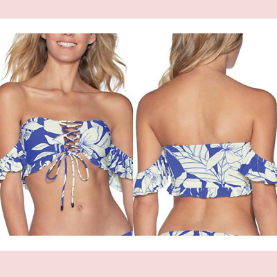 NWT $76 Maaji [ XS ] Maraja Cold Shoulder Ruffle Bandeau Bikini Top #5443