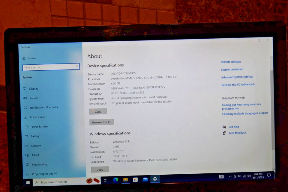 LEER Toshiba E45-B4200 Gen4 i5@2.40GHz,6GB RAM,720GB HDD,22H2 Versión WIN 10PRO Foto 4 de 4