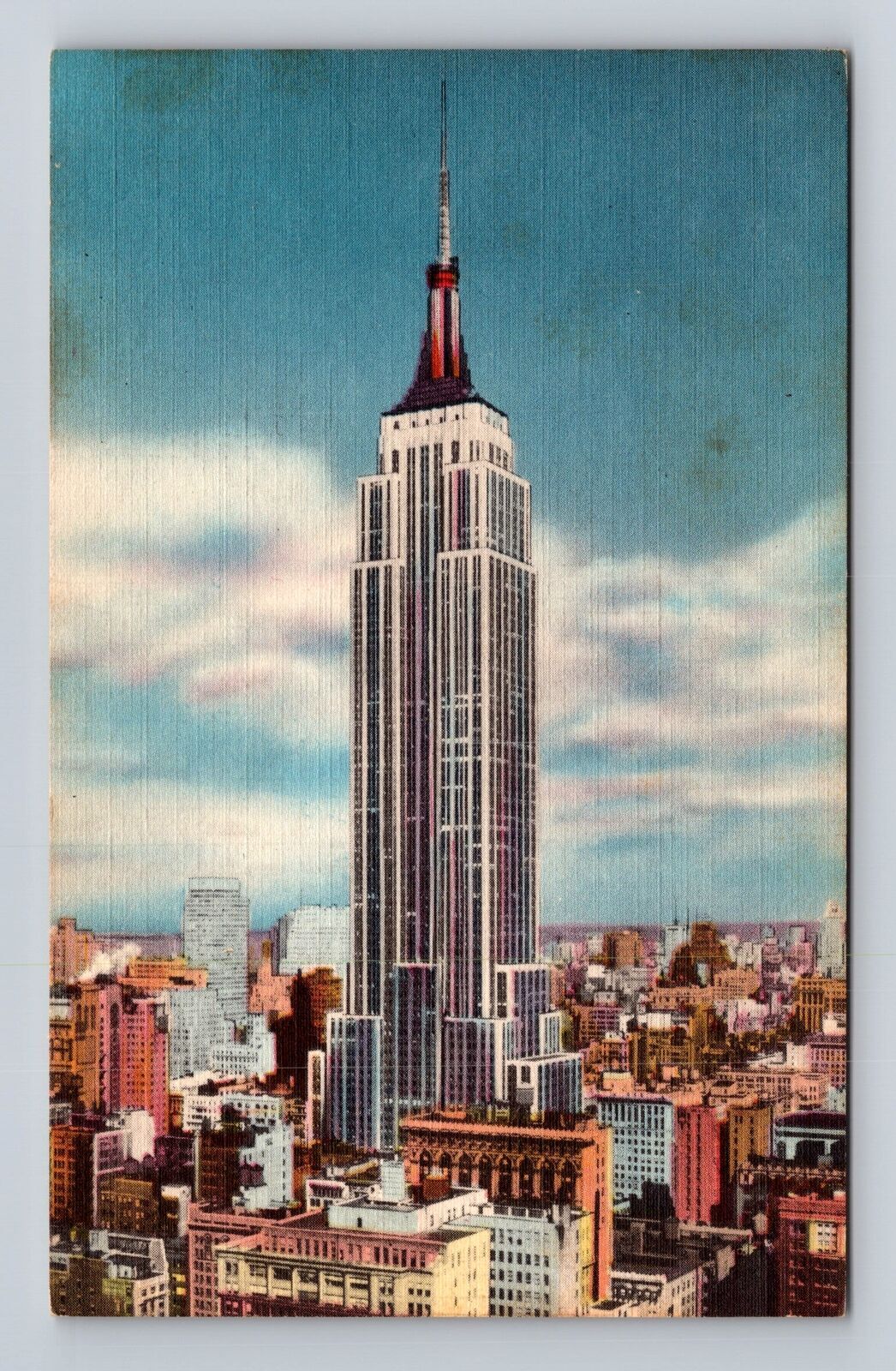 New York City Empire State Building and Television Tower Vintage Postcard Retro Landmark NYC Skyline Photograph
