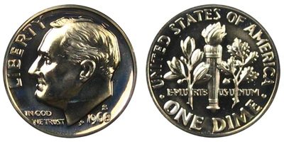 1968 S GEM BU PROOF ROOSEVELT DIME 10 CENT BRILLIANT