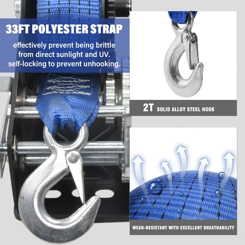 3000lbs 1360KG Bootswinde Gurtwinde 10m Gurt Handwinde Trailer Seilwinde Winde - Bild 5 von 13