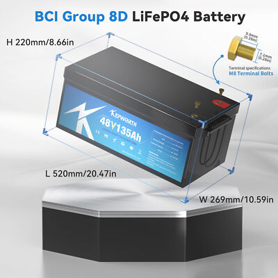 Bluetooth 48V 135Ah LiFepo4 Lithium Battery BMS Golf Cart Offgrid RV Solar Boat