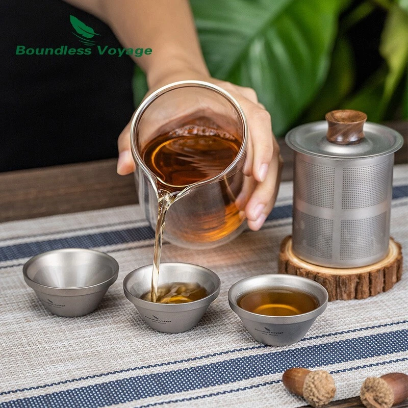 250ml Double Walled Glass Tea Cup with Titanium Filter Lid Coffee Mug Tea Maker - Image 4 of 4