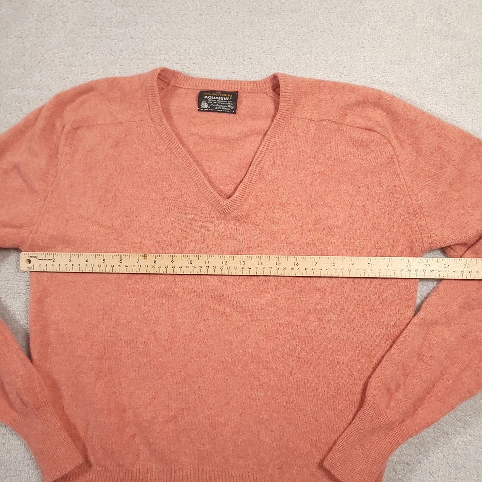 Vintage Puritan Aquaknit Wool Sweater Mens XL Orange V-Neck USA Made - Image 3 of 4