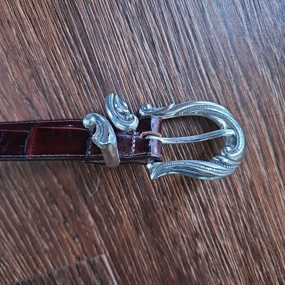 Cinturón Coldwater Creek Para Mujer Talla M Marrón Vaquero Occidental Estampado Animal Hebilla EE. UU. Foto 4 de 4