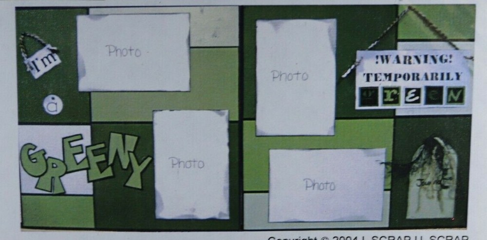 Scrapbook Layout Page Kit 12x12-- 2 Page Layout I'M A GREENY