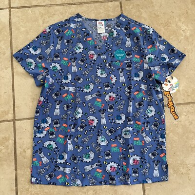 Secret Life Of Pet Cherokee Scrubs Tooniforms Unisex V Neck Top Sz Medium