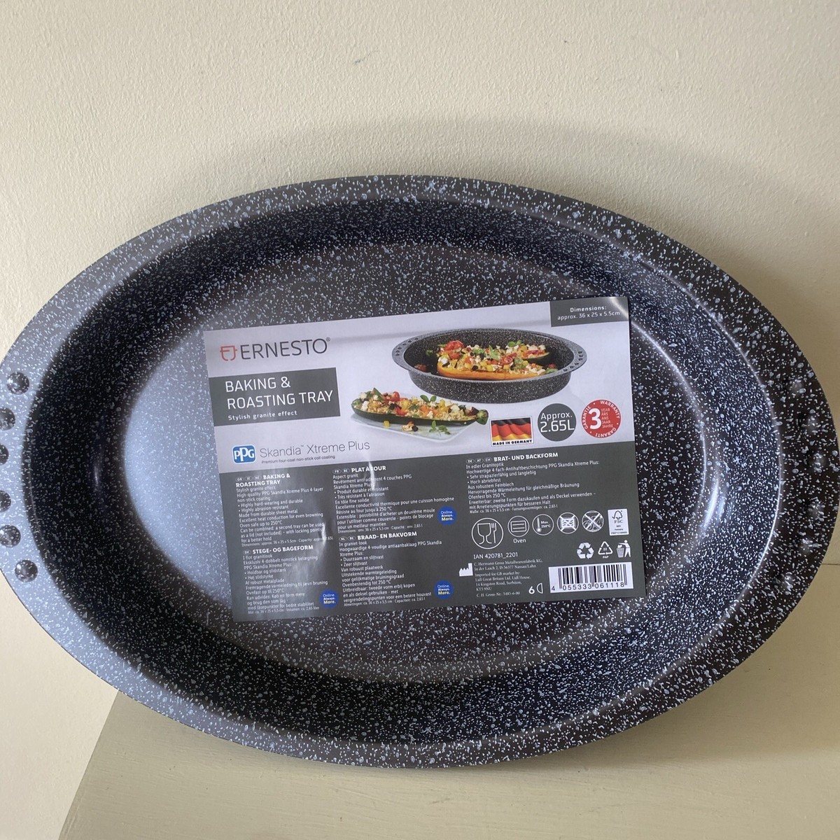 Ernesto Oval Deep Baking Roasting Tray ILAG Non Stick Granite Effect