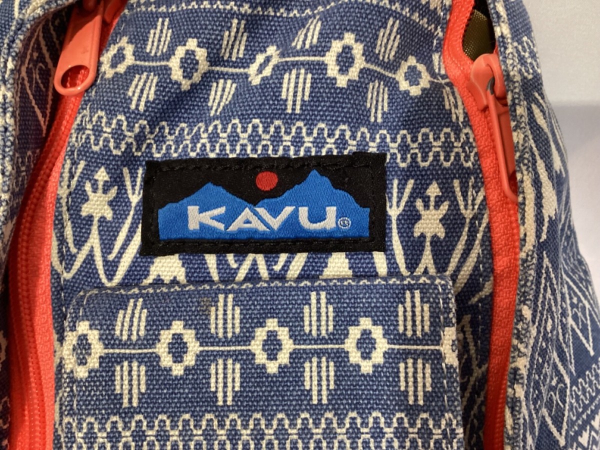 Kavu Rope Sling Backpack/Crossbody Blue/White Canvas Orange 