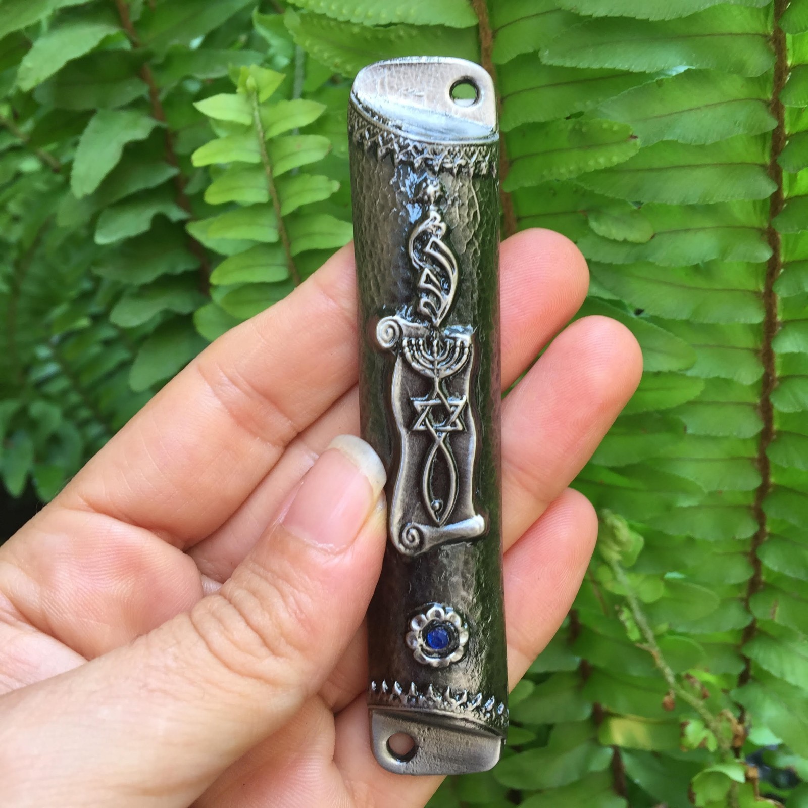evangelist Mezuzah Silver Tone Made in Israel Door Mezuza Hebrew
