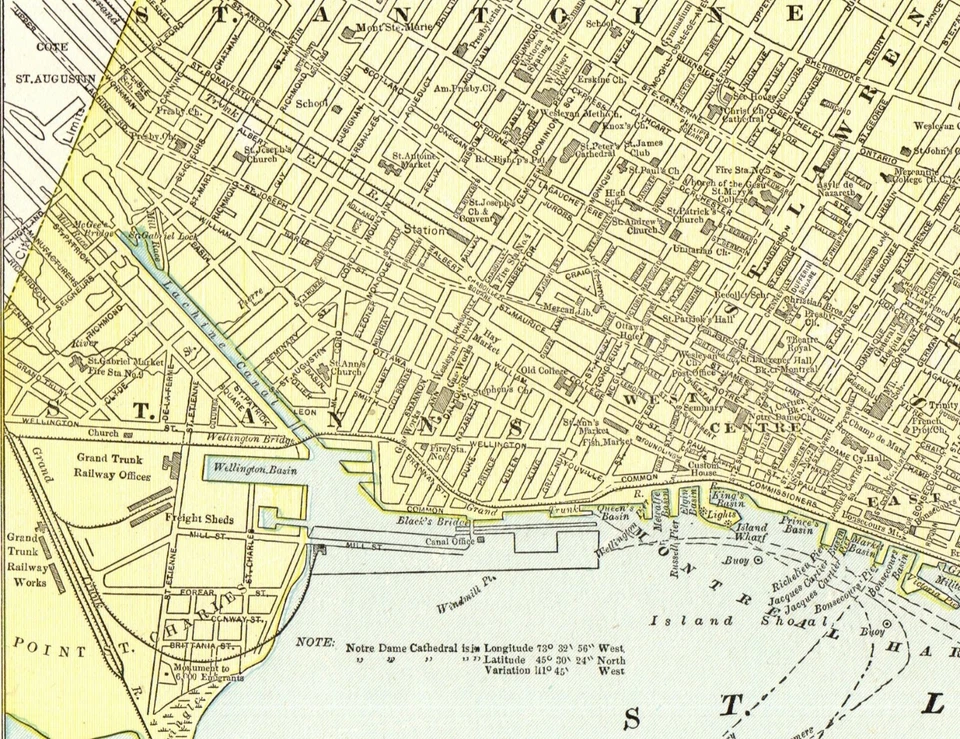 Antiguo mapa de calles de Montreal Canadá de 1892 de arte de pared de la galería de Montreal 9283 Foto 3 de 3