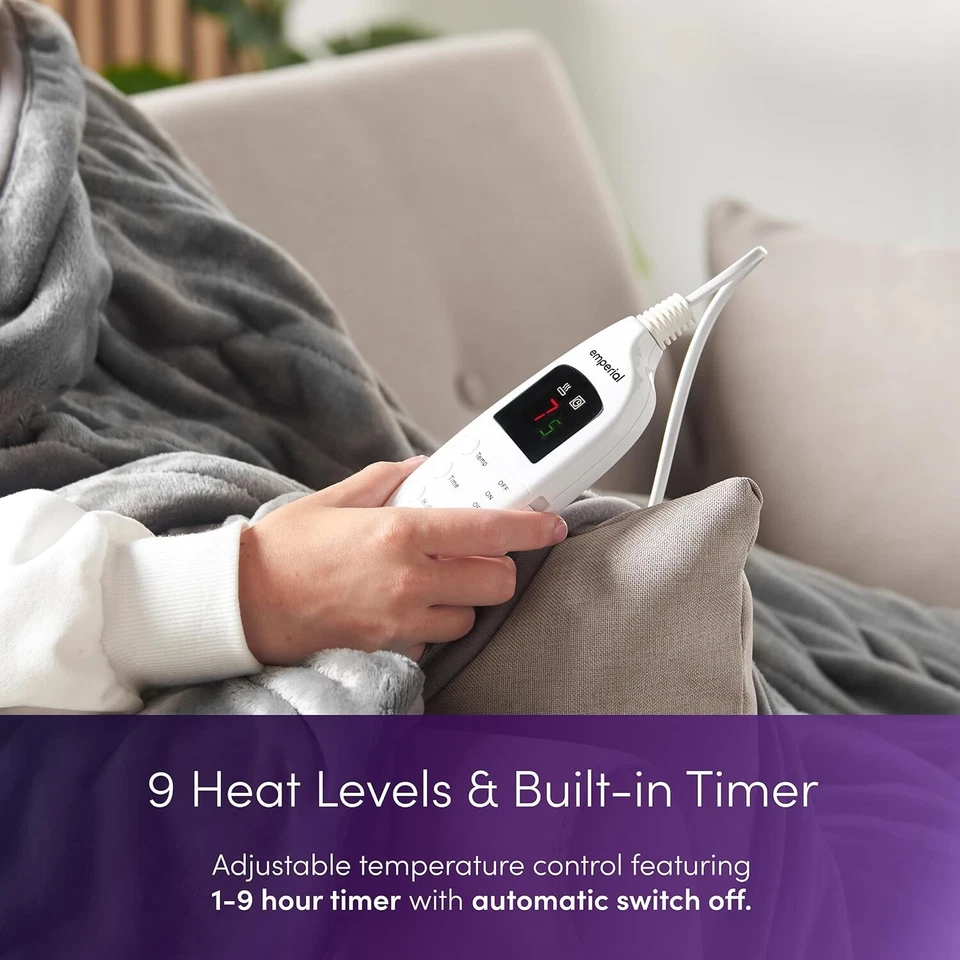 Emperial Electric Heated Throw Blanket Soft Fleece 9 Hour Timer Machine Washable - Image 2 of 4