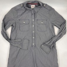 Gap Womens Tunic Dress Size XS Blue White Striped Cotton Long Sleeve