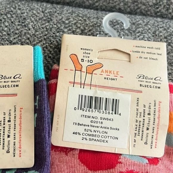 Blue Q носки 2 пары новый с Ярлыками женский размер 5-10 - Изображение 3 из 4