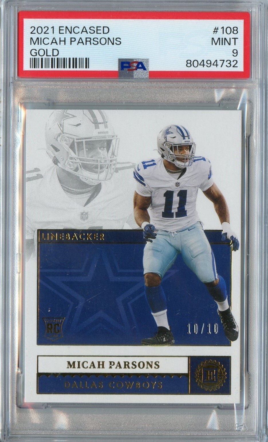 Micah Parsons Panini Encased #108 Gold
