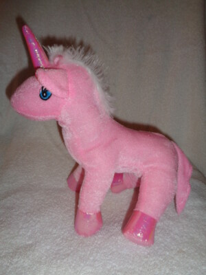 Unicorn solid Pink white mane blue eyes 9'' Stuffed Plush Fun & Fun Toys 16-02