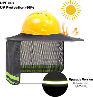 TCCFCCT Hard Hat Sun Shade, Full Brim Neck Shield, 2Packs, Hard Hat Not  Included