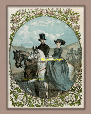 5x7 Vintage 1890 BEAUTIFUL SIDESADDLE RIDER Postcard Horse Art Print Picture