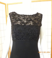 VINTAGE BEADED LACY LINED CREPE LONG PROM DRESS by Ever Beauty  6
