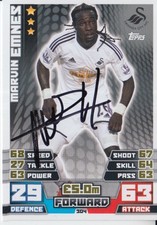 SWANSEA CITY MARVIN EMNES HAND SIGNED 14/15 MATCH ATTAX CARD.
