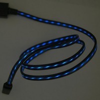 Data Sync Charger Cable, Flowing Led Noodle Phone Accessories Black Blue on sale Data Sync Charger Cable, Flowing Led Noodle Phone Accessories Black Blue on sale