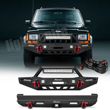 Front Or Rear Bumper Winch Mount Plate Set For 1984-2001 Jeep Cherokee XJ Black