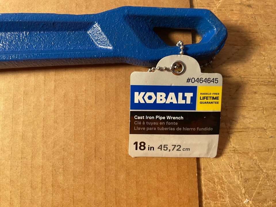Kobalt 18-Inch Cast Iron Blue Pipe Wrench Heavy Duty Model 464645 - Image 4 of 4