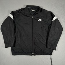 Nike Windbreaker Jacket Mens XL Black Embroidered Logo Long Sleeve Full Zip